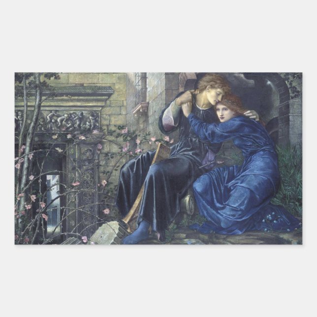 Adesivo Retangular Amor entre as ruínas (por Edward Burne-Jones) (Frente)