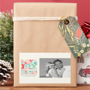 Adesivo Retangular Amor Joy Kisses Colorido Tipografia do Amor