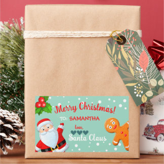Adesivo Retangular Amor, Papai Noel e Biscoito de Natal Customizado