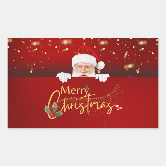 Adesivo Retangular Amor Papai Noel Feliz Natal (Frente)