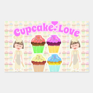 Adesivo Retangular Amor tão bonito do cupcake demasiado