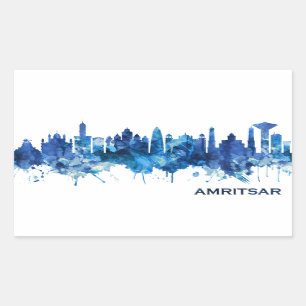Adesivo Retangular Amritsar Punjab Skyline Blue