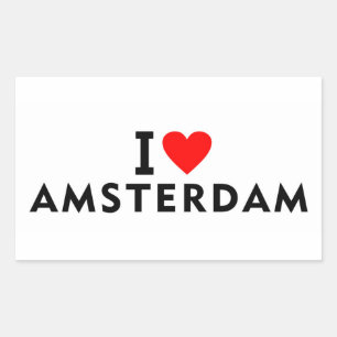 Adesivo Retangular Amsterdã Holanda cidade do amor coração como viage
