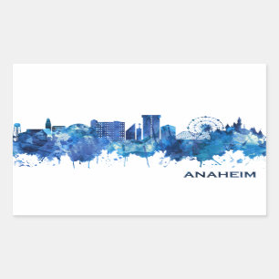 Adesivo Retangular Anaheim California Skyline Blue