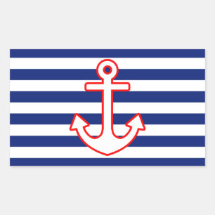 Adesivo Retangular Âncora do estilo náutico no decor de faixas