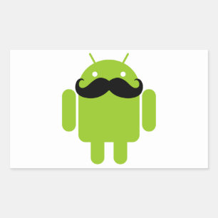Adesivo Retangular Android Robot Mustache