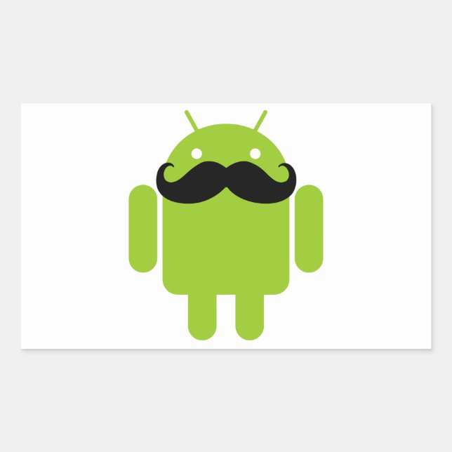 Adesivo Retangular Android Robot Mustache (Frente)