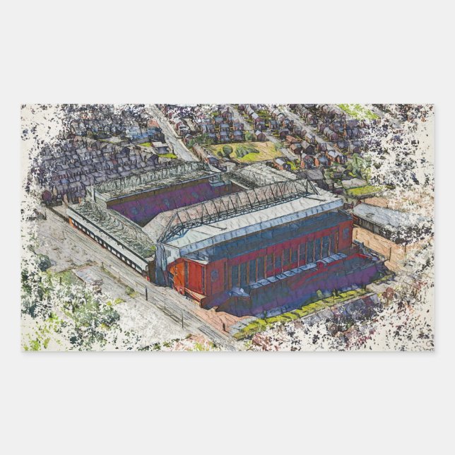 Adesivo Retangular Anfield Stadium Liverpool - Artistic Watercolour (Frente)
