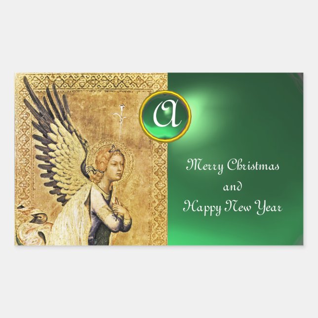 Adesivo Retangular ANGEL MONOGRAMA DE ANUNCIAÇÃO, Jade Verde (Frente)