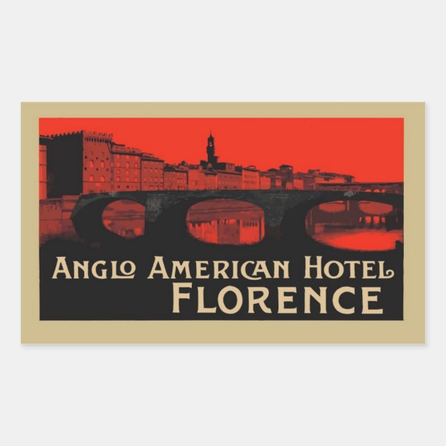Adesivo Retangular Anglo American Hotel (Florença) (Frente)