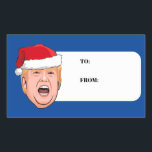 Adesivo Retangular Angry Donald Trump Christmas<br><div class="desc">Presentes de Natal Políticos Humorosos e Muito Mais do PolitiClothes.com Encontrar as Eleições e Presentes Políticos Mais Úteis,  Incluindo: Camisas Políticas,  Autocolantes Políticos,  Botões Políticos,  Posters Políticos,  Pinos Políticos,  Cartões Políticos,  Mogas Políticos,  Posters Políticos,  Sinais Políticos e Muito Mais! Compre Agora Em: http://www.PolitiClothes.com</div>