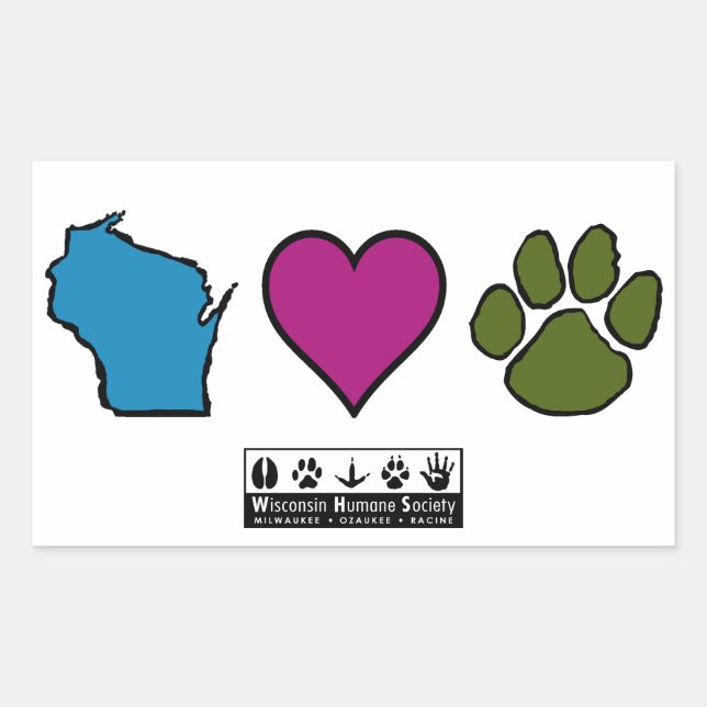 Adesivo Retangular Animais do Wisconsin Hearts (Frente)