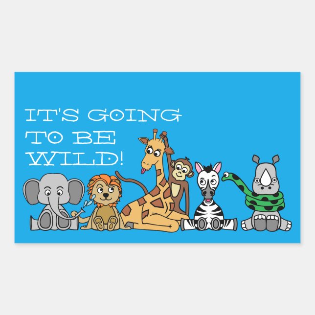 Adesivo Retangular Animais Selvagens Safari, Festa de aniversário inf (Frente)