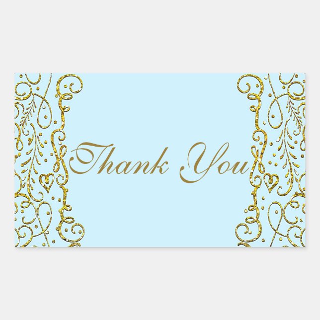 Adesivo Retangular Aniversário da FESTA DO castelo Dourado e Azul Cla (Frente)