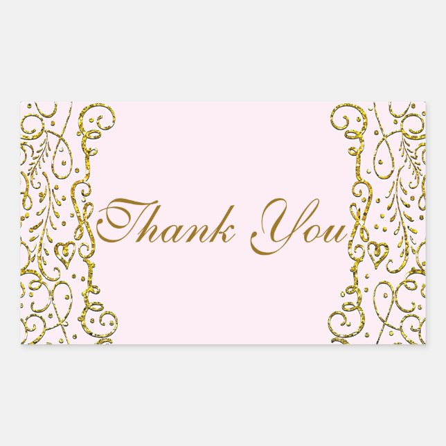 Adesivo Retangular Aniversário da FESTA DO Dourado Castelo Blush (Frente)