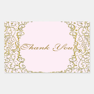 Adesivo Retangular Aniversário da FESTA DO Dourado Castelo Blush