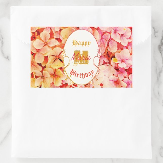 Adesivo Retangular Aniversário de 21 anos moderno Elegante Floral Ros (Bolsa)