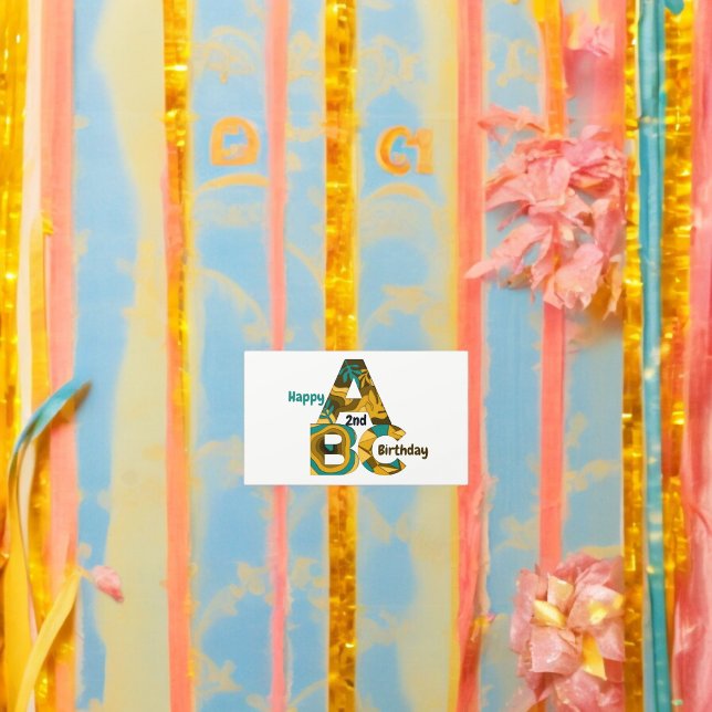 Adesivo Retangular Aniversário de Alfabetos (ABC alphabet birthday party theme sticker,birthday party sticker,gift pack,envelope,return gift stic)