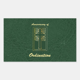 Adesivo Retangular Aniversário do Padre de Leather Ordinária