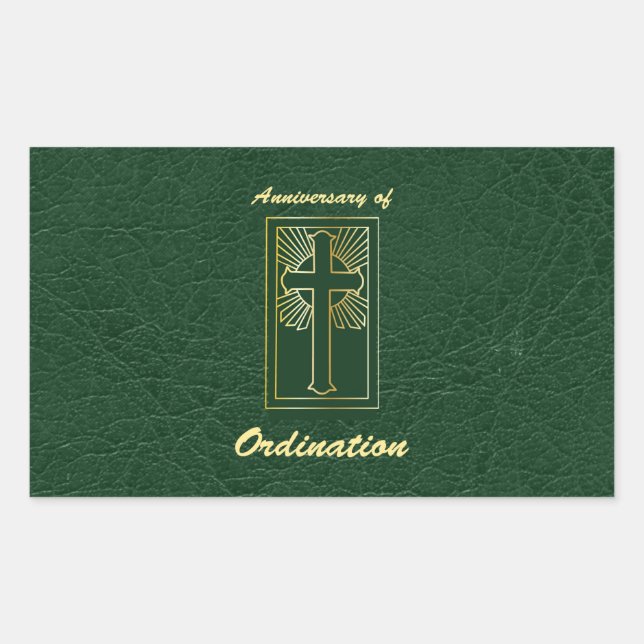 Adesivo Retangular Aniversário do Padre de Leather Ordinária (Frente)