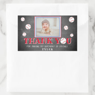 Adesivo Retangular Aniversário do Quadro Básico de Baseball Obrigad