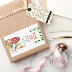 Adesivo Retangular Aniversário do Quintal de Fazenda Azul-Barn