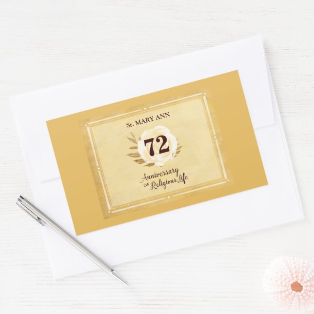 Adesivo Retangular Aniversário personalizável da freira religiosa (Envelope)