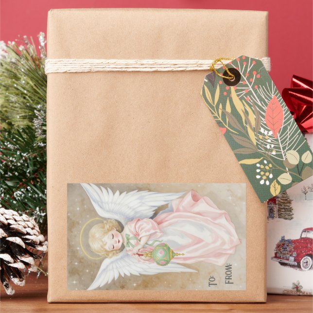 Adesivo Retangular Anjo de Natal Vintage (Feriado)
