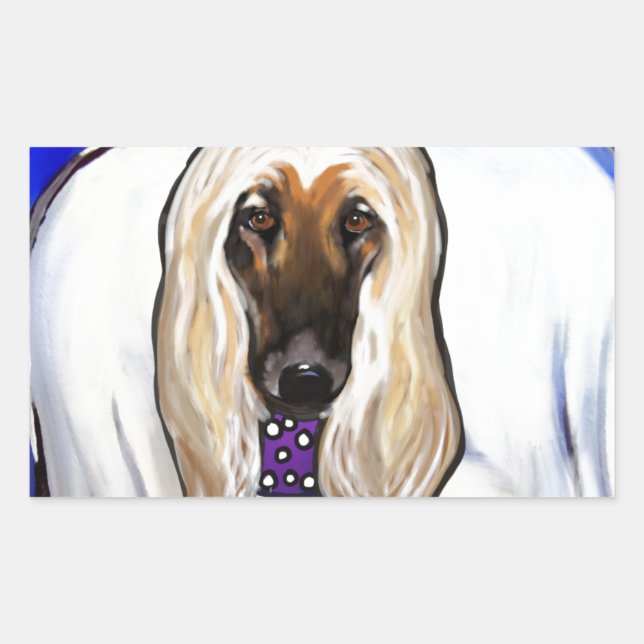 Adesivo Retangular Anjo do Afghan Hound (Frente)