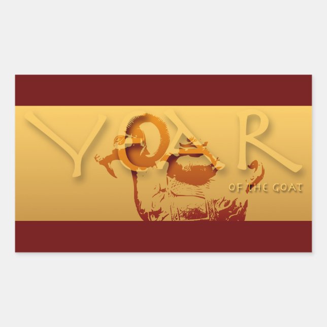 Adesivo Retangular Ano da carne de cabra Ano Chinês Zodiac R Sticker (Frente)