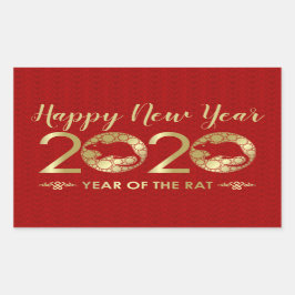 Adesivo Retangular Ano Zodíaco Chinês do Rato 2020