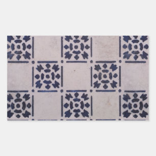 Adesivo Retangular Antique Delft Azulejo Blue: Padrão Clássico de Art