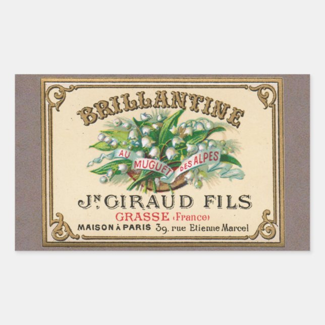 Adesivo Retangular Antique Lily do Vale Perfume Francês (Frente)