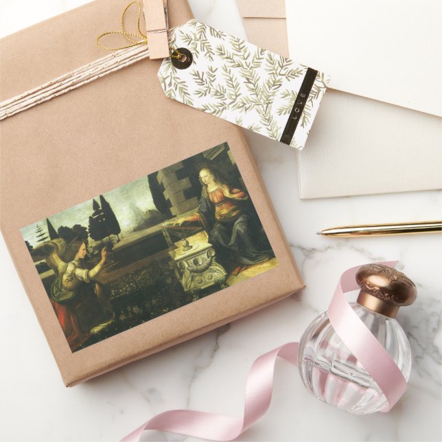 Adesivo Retangular Anunciação de Leonardo da Vinci (Presentear)