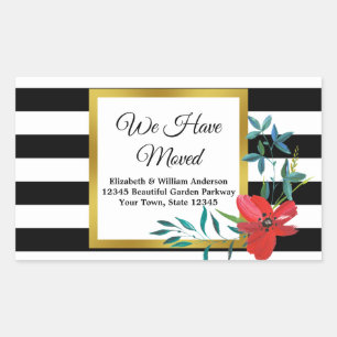 Adesivo Retangular Anúncio de movimento em branco e preto