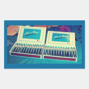 Adesivo Retangular Anúncio do bebé do charuto do vintage