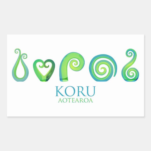 Adesivo Retangular Aotearoa Nova Zelândia Koru - Verde (Frente)