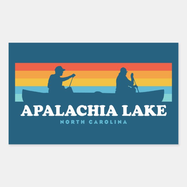 Adesivo Retangular Apalachia Lake North Carolina Canoe (Frente)