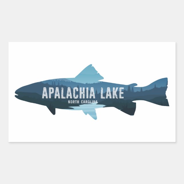 Adesivo Retangular Apalachia Lake North Carolina Fish (Frente)