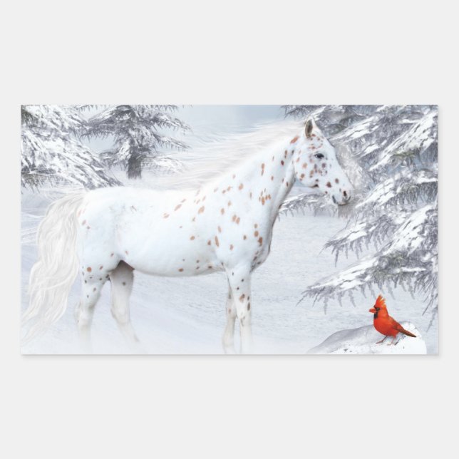 Adesivo Retangular Apaloosa de inverno (Frente)