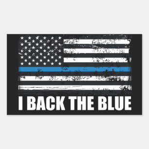 Adesivo Retangular Apoie o Azul Linha azul fina Bandeira EUA MAGA WWG