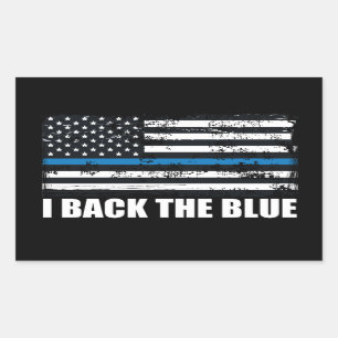 Adesivo Retangular Apoie o Azul Linha azul fina Bandeira EUA MAGA WWG