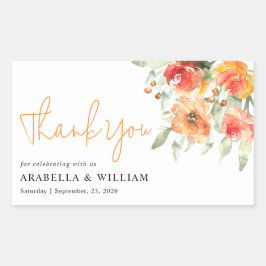 Adesivo Retangular Apricot Floral de Aquarela Elegante