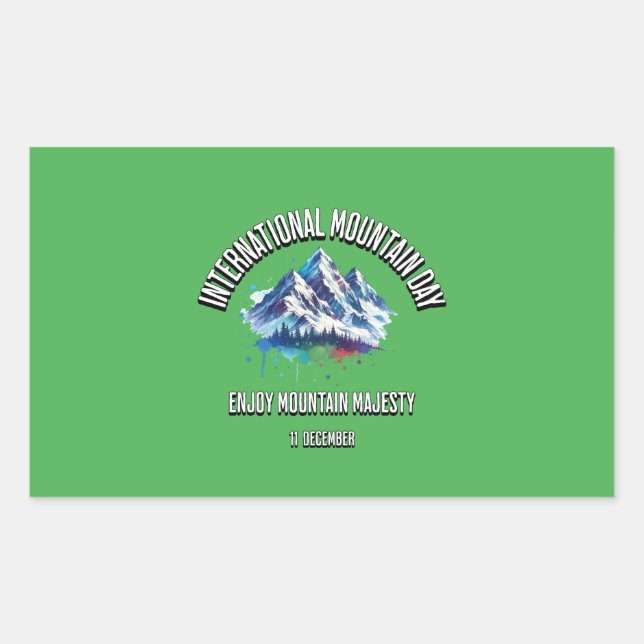 Adesivo Retangular Aproveite a Montanha Majestade. Dia Internacional  (Frente)