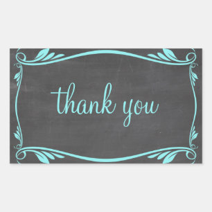 Adesivo Retangular Aqua Floured Chalkboard Obrigado Stickers