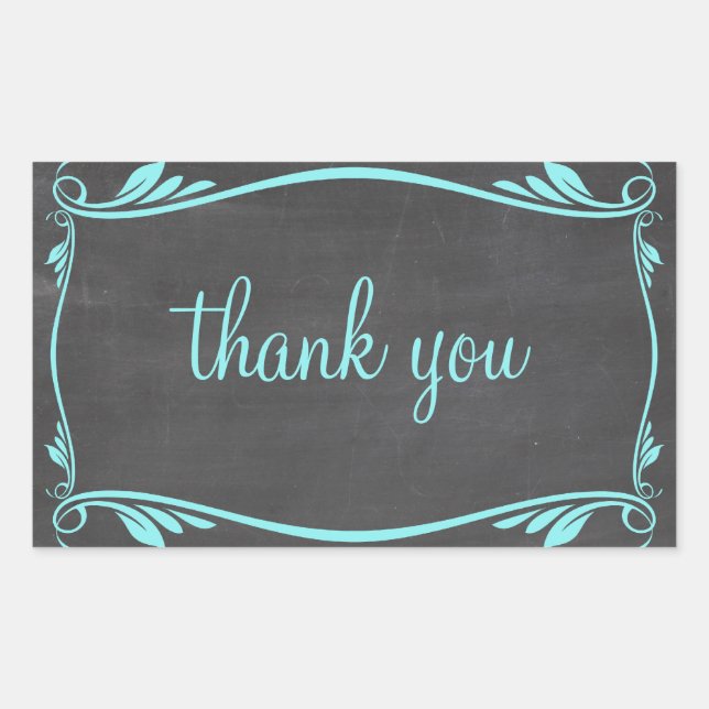 Adesivo Retangular Aqua Floured Chalkboard Obrigado Stickers (Frente)
