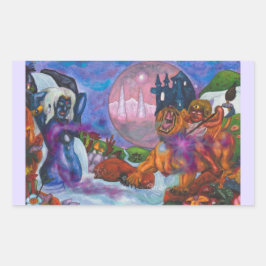 Adesivo Retangular aquarela eros montando leoa deusa amor