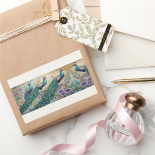 Adesivo Retangular Aquarela floral de peacock