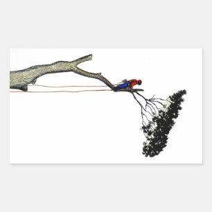 Adesivo Retangular Arborist do cirurgião de árvore no GIF da serra 