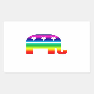 Adesivo Retangular Arco-íris original republicano do elefante